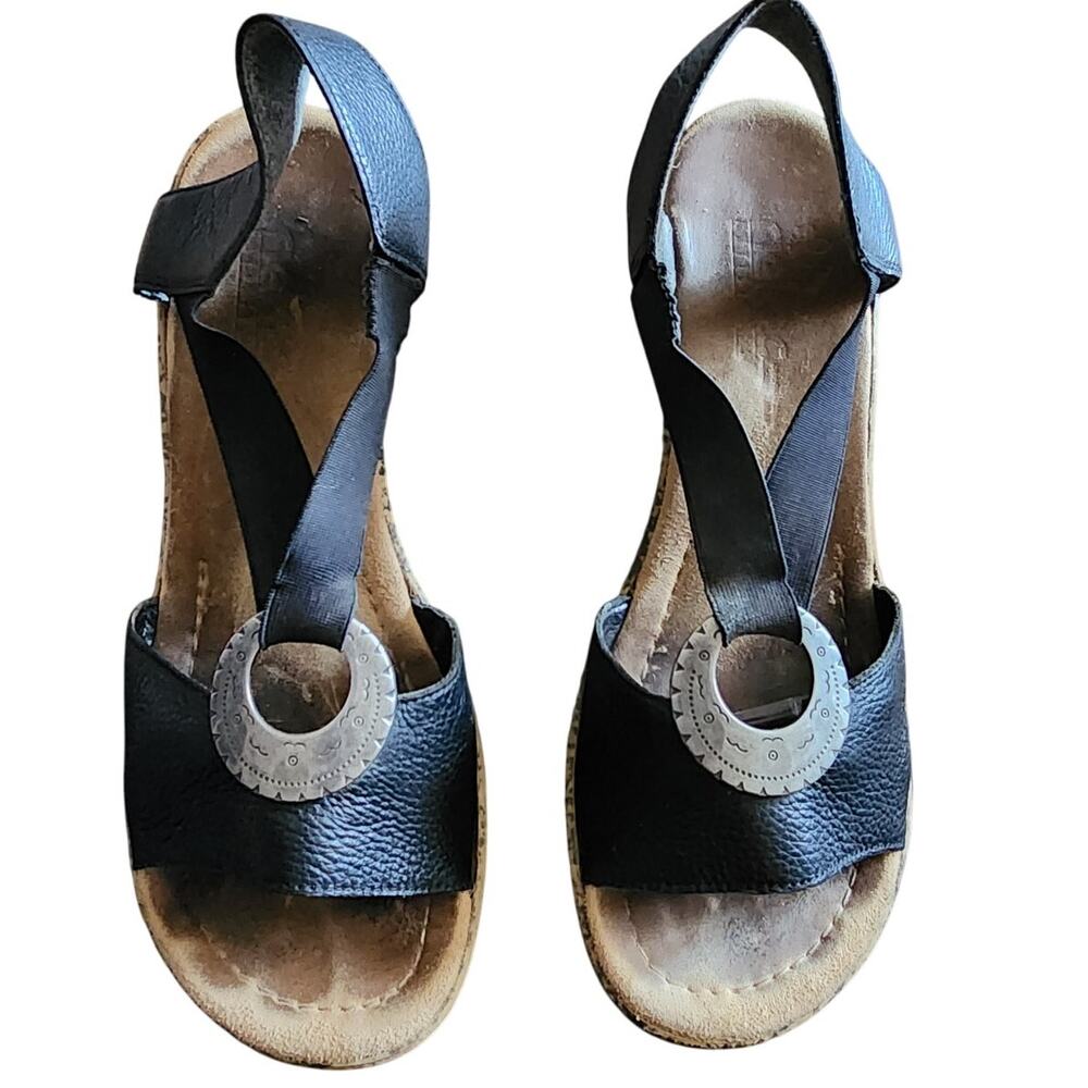 Rieker Women's Flip Flop Slip On Wedge Open Toe Strappy Leather Sandal Size 40